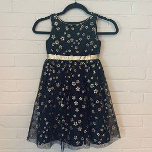 Youngland Black and Gold Floral Occasion Dress